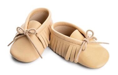 Baby shoes on white background