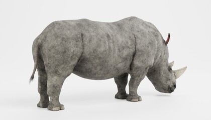 Naklejka premium Realistic 3D Render of White Rhinoceros