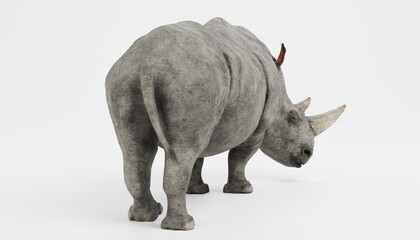 Realistic 3D Render of White Rhinoceros