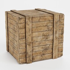 Realistic 3D Render of Wooden Box