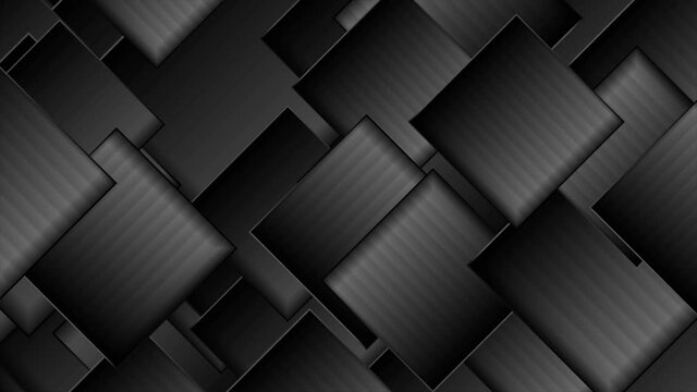 Dark grey glossy striped squares abstract motion background. Seamless looping. Video animation Ultra HD 4K 3840x2160