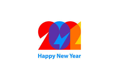 Happy New Year 2021 modern background. 2021 multicolor transparent text for calendar and new year event invitation.