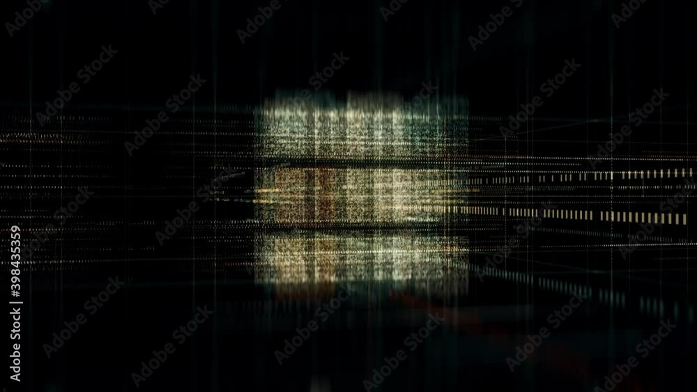 Poster 3d modeling, cube floating in digital space. animation. model of 3d object, abstract geometric compo
