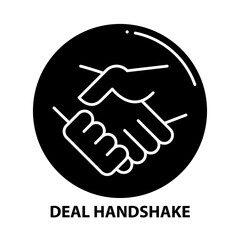 deal handshake icon, black vector sign with editable strokes, concept illustration
