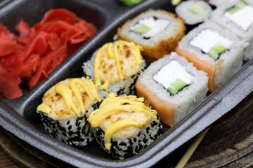 Set of Japanese rolls, Asian food
