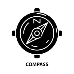 compass sign icon, black vector sign with editable strokes, concept illustration