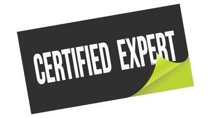 CERTIFIED  EXPERT text on black green sticker stamp.