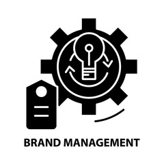 brand management icon, black vector sign with editable strokes, concept illustration