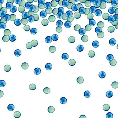 Falling pattern of two shades grey-blue paper confetti. Christmas, Birthday, Valentine, New Born party background for festive decor. Watercolor hand drawn isolated elements on white background.