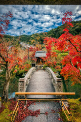 Autumn colors, traditional garden design, at Eikan-do Zenrin-ji Temple, Kyoto, Japan