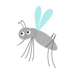 Mosquito gnat icon. Cute cartoon kawaii funny character. Insect bug collection. Baby illustration. Flat design. White background. Isolated.