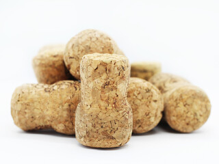 Wine cork on white background