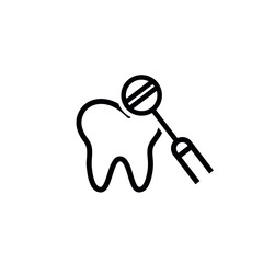 Vector image. Icon of a grinding wheel with a mirror. Dental health care.