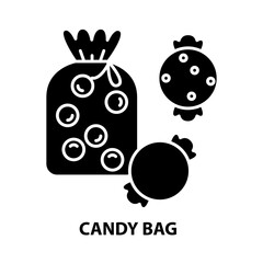 candy bag icon, black vector sign with editable strokes, concept illustration