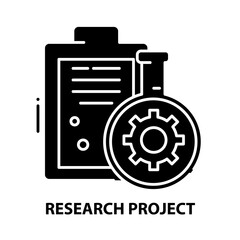 research project icon, black vector sign with editable strokes, concept illustration