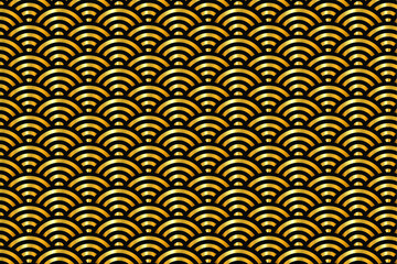 Traditional black and gold oriental background. Seamless pattern in chinese style. Chinese traditional oriental ornament background. Golden clouds pattern. Gold geometric background. Vector EPS 10.