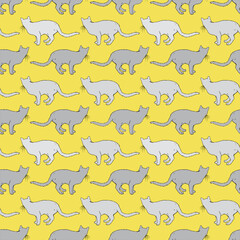Gray Cats Seamless Pattern