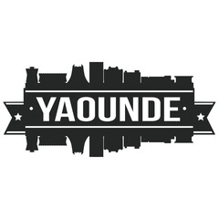 Yaounde Cameroon Africa Skyline Silhouette Design City Vector Art Famous Buildings Stamp Stencil.