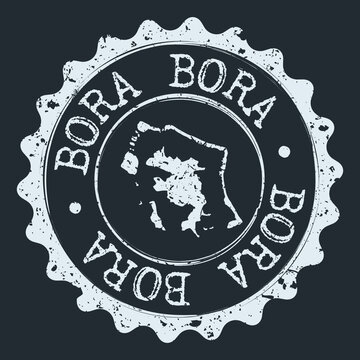 Bora Bora Island Map Seal. Silhouette Postal Passport Stamp. Round Vector Icon Postmark.