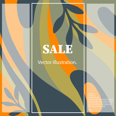Abstract, vector, editable template for design of banners, packages, labels of ecological products.
