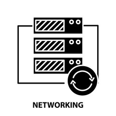 networking icon, black vector sign with editable strokes, concept illustration