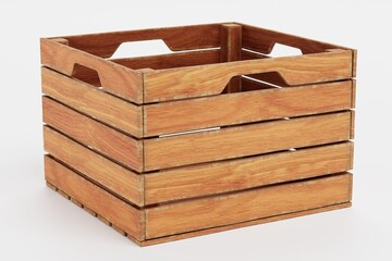 Realistic 3D Render of Wooden Box