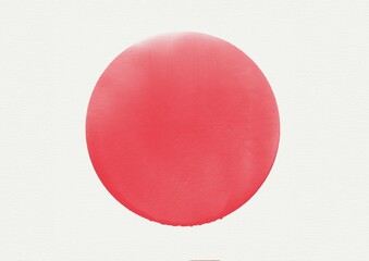 Red bright hand painted watercolor circle. Circle isolated on white. Abstract round shape .