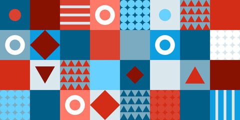 Obraz premium Memphis geometry background. Colorful shapes pattern, vivid coloring texture and funky color patterns abstract vector backgrounds