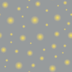 Illuminating yellow glowing fireflies seamless vector pattern on ultimate gray background. Simple surface print design for fabrics, stationery, scrapbook paper, gift wrap, textiles, and packaging.