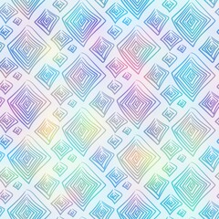 Holographic foil vivid trendy seamless geometric pattern. Opalescent psychedelic design in pastel rainbow colors. Cosmic futuristic iridescent graphic swatch.