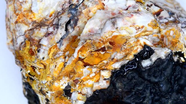 Limonite, with Baryte, iron ore on turn table