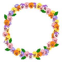 パンジーのフラワーリース／Flower wreath with pansy flower motif