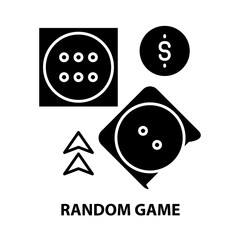 random game icon, black vector sign with editable strokes, concept illustration