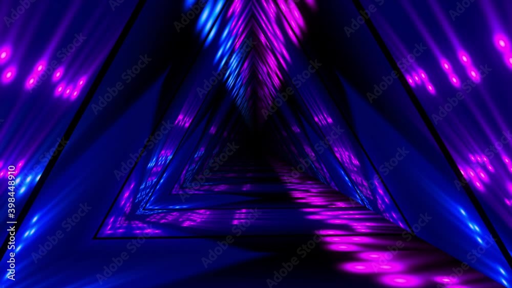 Wall mural abstract background flight through neon light digital tunnel loop