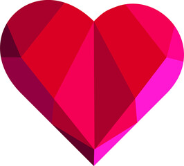 Red heart geometry. Vector illustration isolated on white background. Can be used as an icon for typography, as a Valentine's Day card.