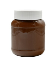 Ein neutrales Glas mit Nussnougatcreme und geschlossenem Deckel