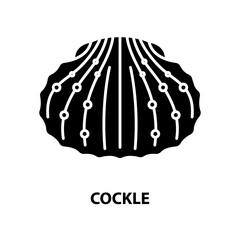 cockle symbol icon, black vector sign with editable strokes, concept illustration