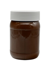 Ein neutrales Glas mit Nussnougatcreme und geschlossenem Deckel