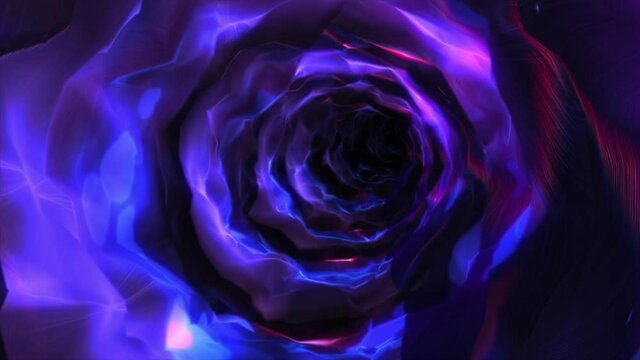 Abstract background flight through neon light wormhole subspace tunnel loop