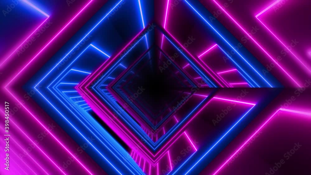 Sticker abstract background flight through neon light digital tunnel loop