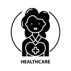 healthcare icon, black vector sign with editable strokes, concept illustration