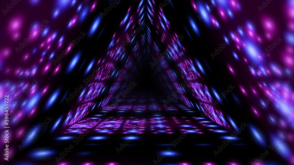 Wall mural abstract background flight through neon light digital tunnel loop