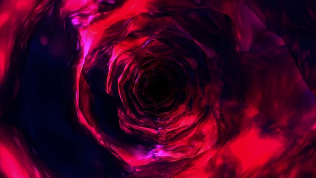 Abstract background flight through neon light wormhole subspace tunnel loop