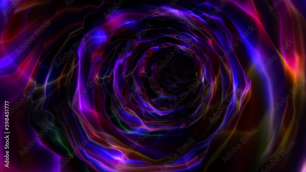Wall mural abstract background flight through neon light wormhole subspace tunnel loop