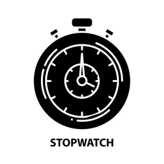 stopwatch icon, black vector sign with editable strokes, concept illustration