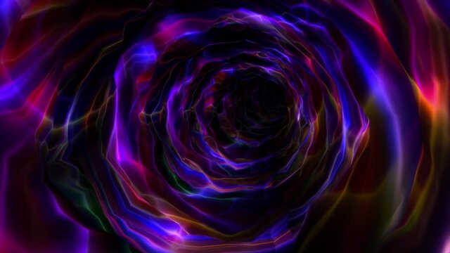 Abstract background flight through neon light wormhole subspace tunnel loop