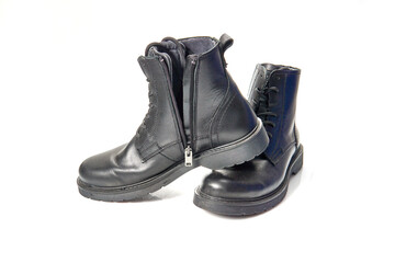 Closeup of beautiful and comfortable winter men's shoes from isolated on white background.