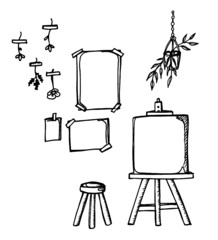 Hand drawn illustration atelier studio creative