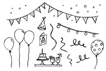 Hand drawn illustration party elements