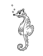 hand drawn illustration seahorse doodle